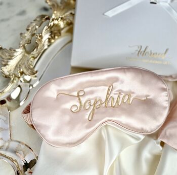 Personalised Silk Sleep Mask With Matching Pouch, 6 of 10