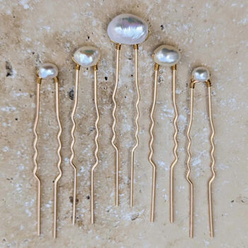 Mixed Size Freshwater Pearl Hair Pin Sets, 2 of 3