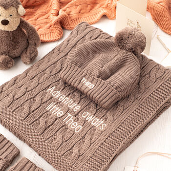Personalised Nut Brown Luxury Cotton Baby Cardigan, 3 of 12