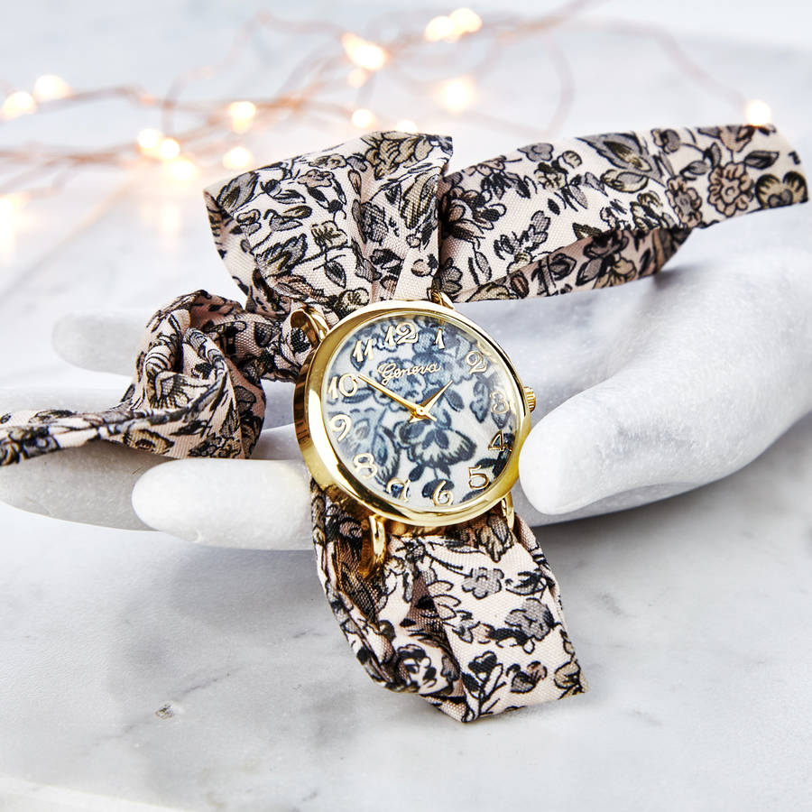 floral ribbon watch by junk jewels