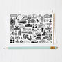 Cornwall Illustrated Black And White Greeting Card, thumbnail 1 of 5