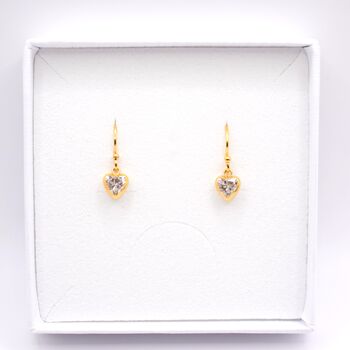 Gold Plated Clear Cubic Zirconia Heart Earring And Necklace Set, 5 of 9