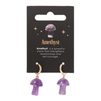 Gifts For Her Mushroom Earrings Amethyst Crystal Jewellery, 2 of 5