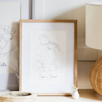 Personalised Couple Portrait Line Drawing Unframed, 2 of 7