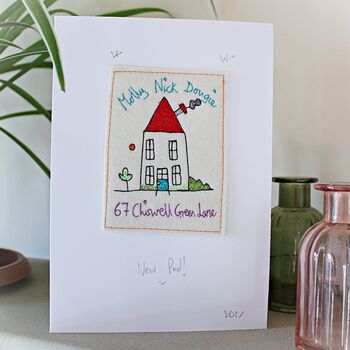 New Home Card, Embroidered, Personalised, 2 of 12