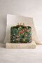 Seville | Printed Silk Embellished Dark Green Clutch, thumbnail 1 of 5