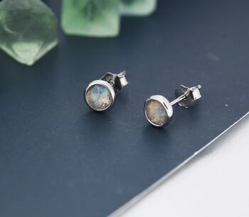 Sterling Silver Rose Cut Labradorite Stud Earrings, 2 of 12