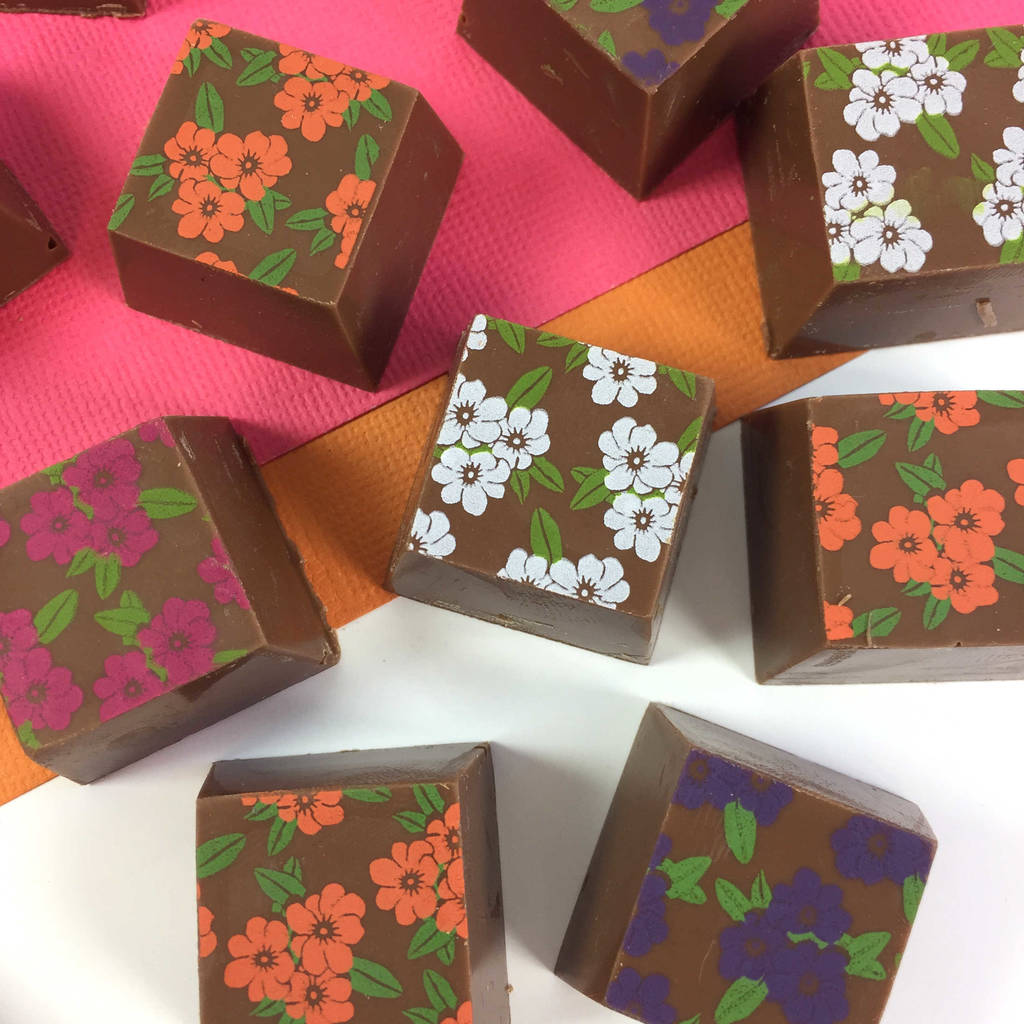 chocolate flower box with personalised message by cocoapod chocolates