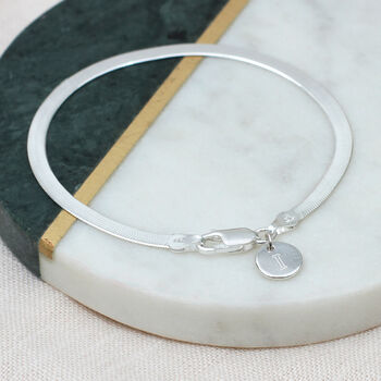 Silver Textured Herringbone Snake Chain Bracelet, 5 of 6