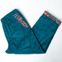 Men's Turquoise Corduroy Rolled Hem Cropped Trousers, thumbnail 1 of 3