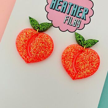 Peach Glitter Earrings, 2 of 2