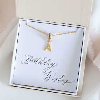 Personalised Birthstone Ring Initial Necklace, 8 of 12