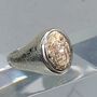 Silver And 9ct Gold Textured Signet Ring With 9ct Inlay, thumbnail 1 of 12