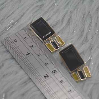 Black Onyx, Raw Sapphire Sterling Silver Earrings, 8 of 8