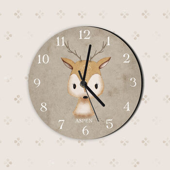 Woodland Deer Personalised Clock, 2 of 4
