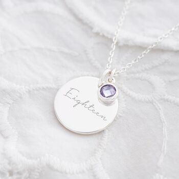 Sterling Silver 18th Birthday Disc Name Necklace, 6 of 12