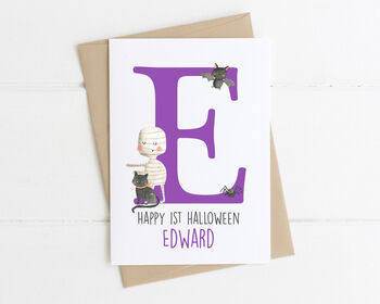 Personalised Kids Halloween Card Mummy, 4 of 4