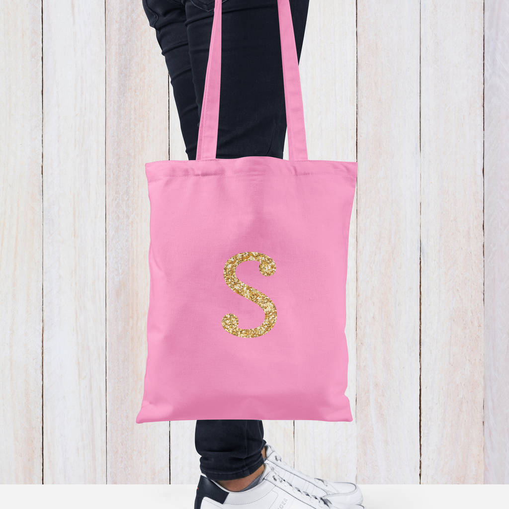 personalised initial tote bag