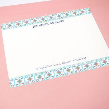 Personalised Moroccan Tiles Correspondence Cards, 3 of 9