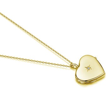 Personalised Gold Plated Heart Locket With Diamond, 5 of 7
