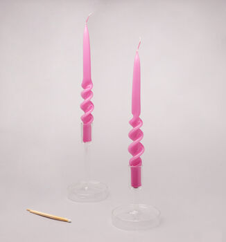 G Decor Set Of Two Pink Hand Dipped Dinner Candles, 3 of 5