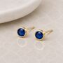 Gold Plated Sterling Silver September Sapphire Birthstone Stud Earrings, thumbnail 2 of 4