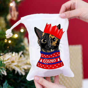 Personalised Party Cat Christmas Treat Gift Bag, 3 of 4