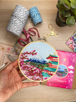 Mount Fuji Landscape Cross Stitch Kit, 4 of 7