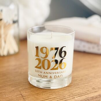 50th Golden Wedding Anniversary Personalised Candle, 2 of 5