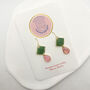 Green And Pink Geometric, Dainty Drop Earrings, thumbnail 4 of 9