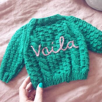 Personalised Cable Knit Embroidered Children's Cardigan, 4 of 12