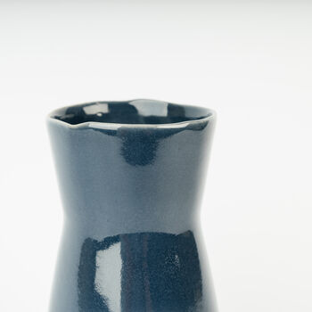 Large Handmade Stoneware Navy Bouquet Vase For Flowers, 3 of 4