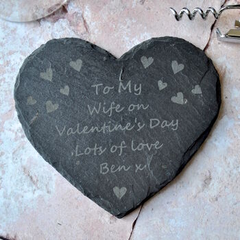 Personalised Heart Valentine Slate Coaster, 2 of 2