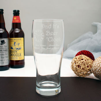 Personalised Dad It's Beer O'clock Pint Glass, 3 of 7
