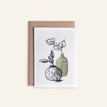 Olive Green Botanical Vase Art Card, 2 of 4