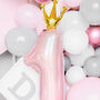 Pink Number One Crown Balloon, thumbnail 3 of 4