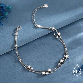 Sterling Silver Little Twinkle Stars Charm Bracelet, 2 of 11