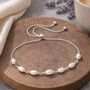 70th Birthday Sterling Silver Seven Pearl Drawstring Bracelet, thumbnail 4 of 5