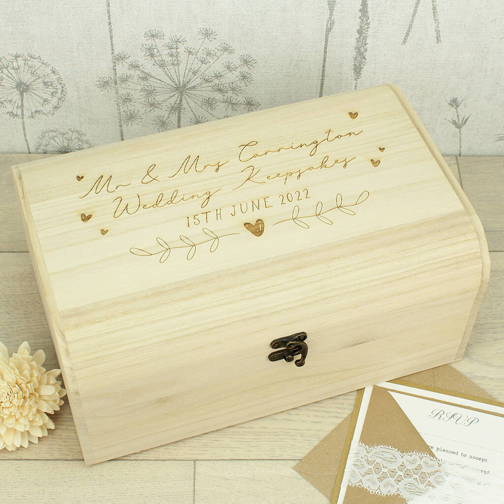 Personalised Engraved Wooden Wedding Keepsake Chest By Dreams To ...