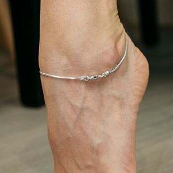 Sterling Silver Slim Minimalistic Snake Chain Anklet, 2 of 6