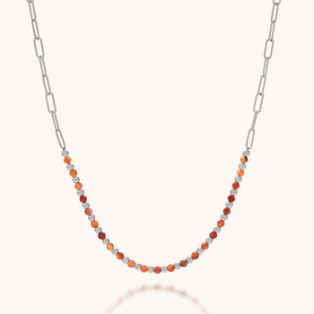 Gem Shine Carnelian Necklace With Paperclip Chain, 2 of 7