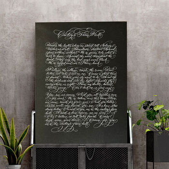 Favourite Song Lyrics Or Poem In Calligraphy Unframed, 4 of 7