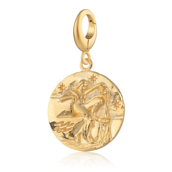 Engraved Gold Plated Aquarius Zodiac Charm Necklace, 5 of 9