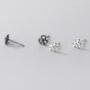Sterling Silver Tiny Clover Flower Stud Earrings, thumbnail 1 of 6