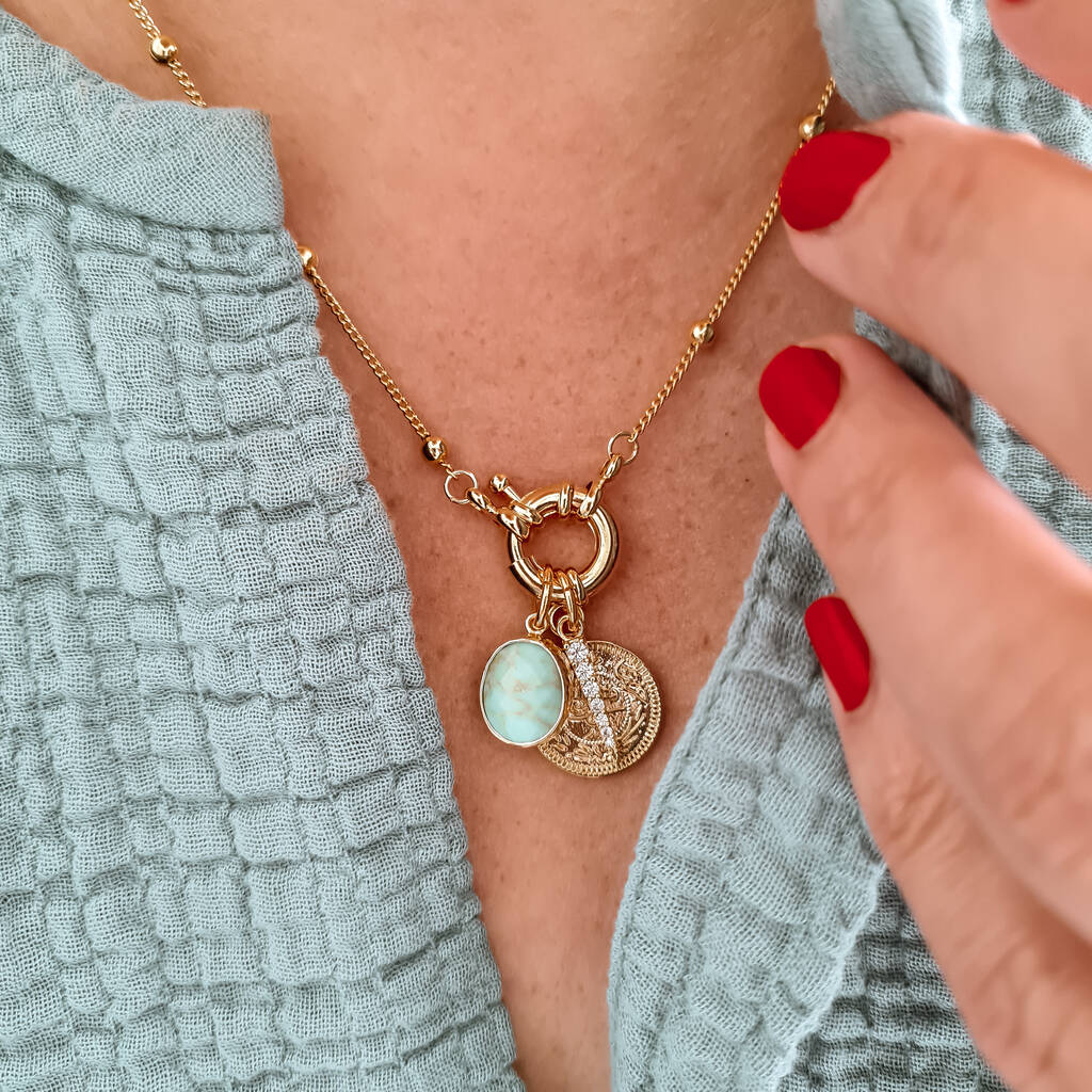 Turquoise Charm Necklace, 1 of 5