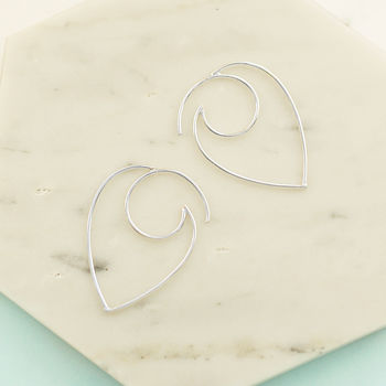Heart Hoop Sterling Silver Wire Earrings, 2 of 4