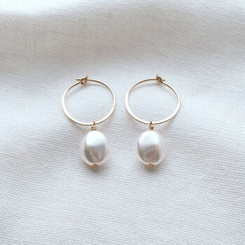 Vegan Organic Pearl Hoop Earrings, 3 of 5