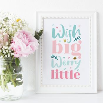 Wish Big Worry Little, Pastel And Gold Foil Print, 2 of 2