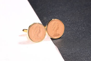 1975 50th Birthday Decimal One Penny Coin Cufflinks, 2 of 5