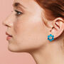 Daisy Flower Stud Earrings In Blue Pearl, thumbnail 2 of 5